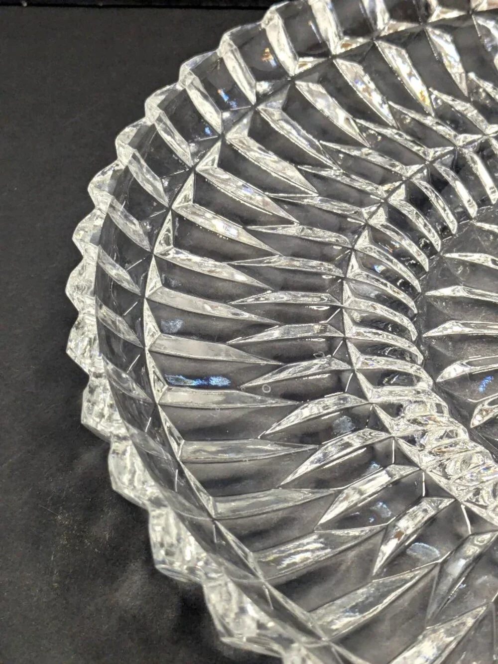 Vintage Gorham Althea Hand-Cut Crystal Glass Platter Made In Poland 11
